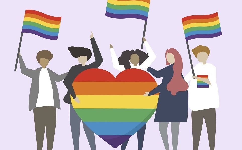 LGBTQ rainbow flags illustration
